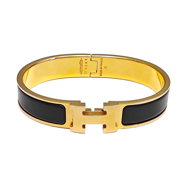 Clic H Metal Black Bangle