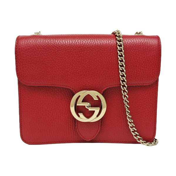 Interlocking G Small Calfskin Red