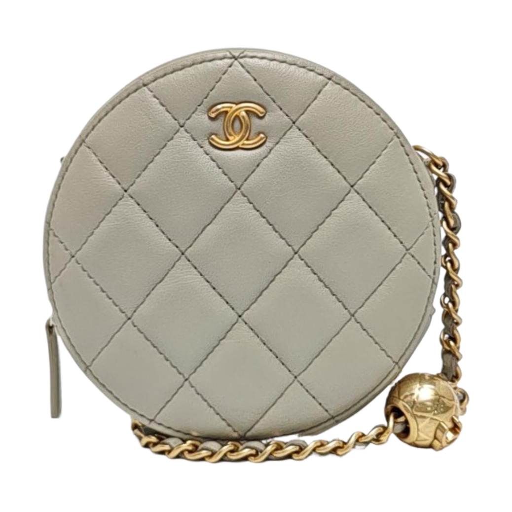 ROUND Quilted Lambskin Gray
