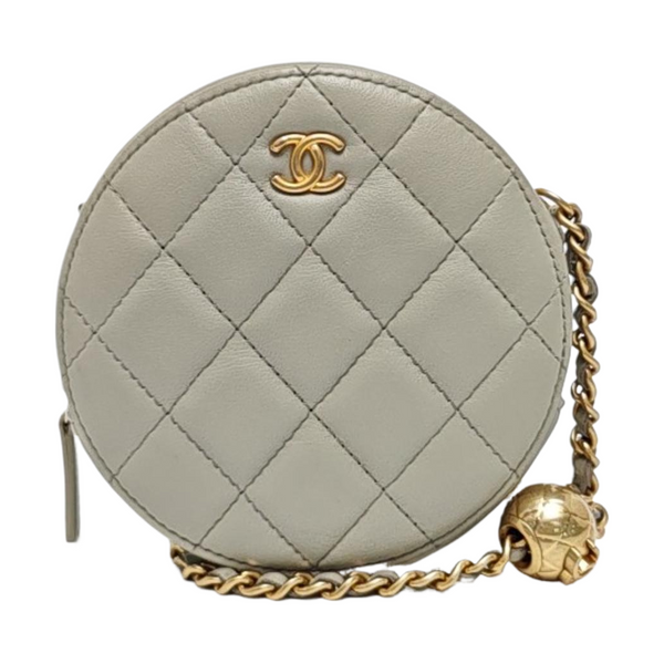 ROUND Quilted Lambskin Gray