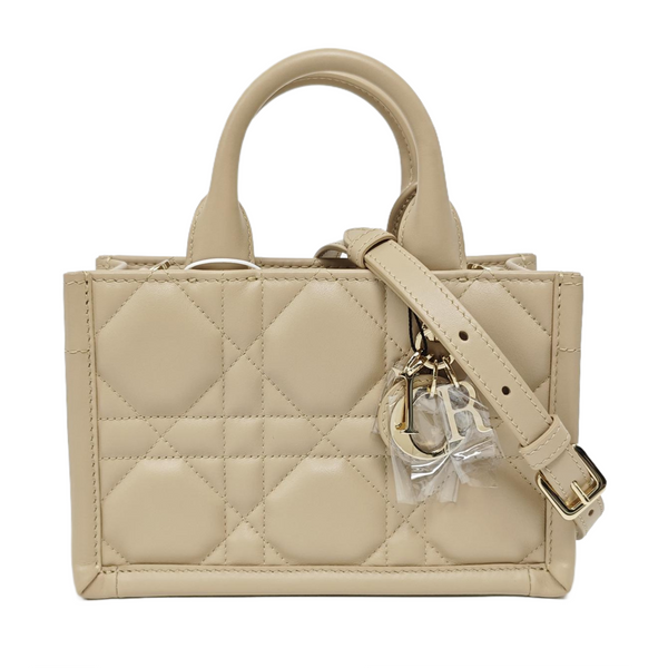 Book Tote Mini Cannage Calfskin Beige