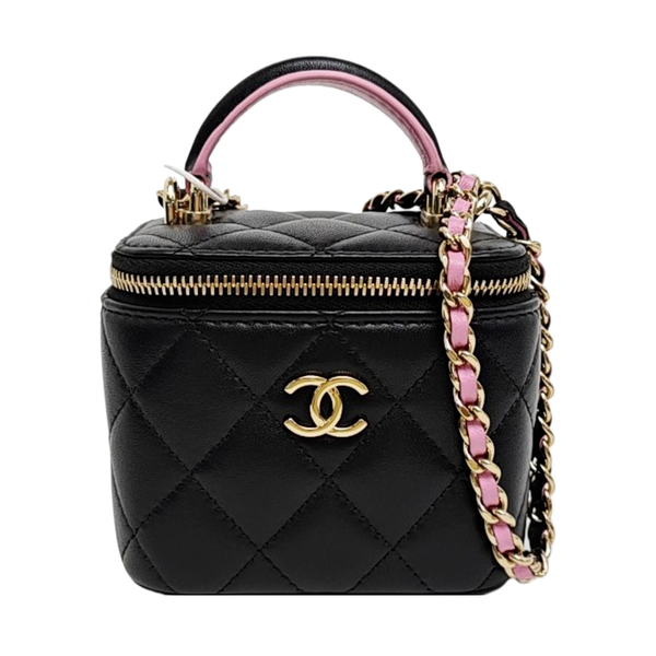 VANITY CASE Mini Quilted Lambskin Black