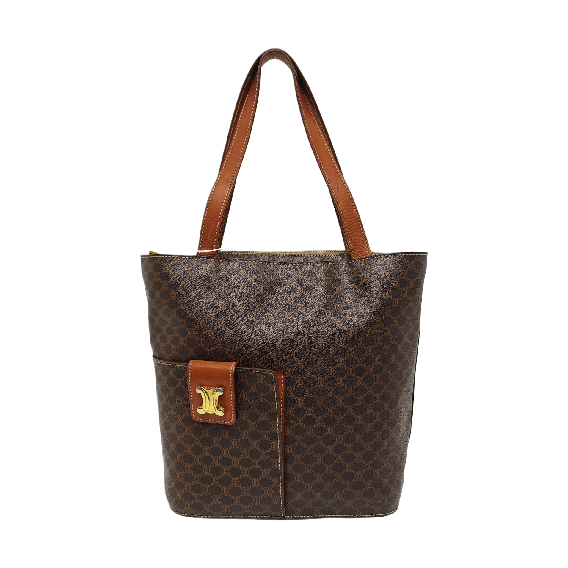 Coated Canvas Shoulder Bag Brown