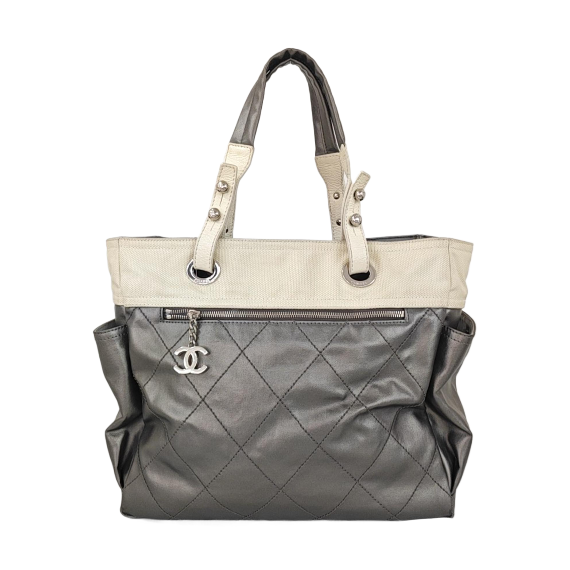 PARIS BIARRITZ Large Quilted Coated Canvas Gray