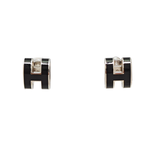 Pop H Metal Black Stud Earrings