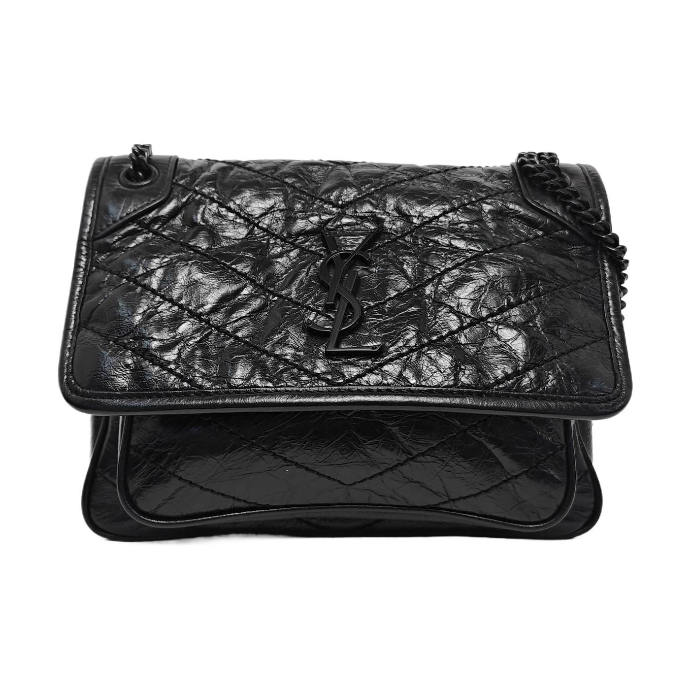NIKI Small Chevron Calfskin Black