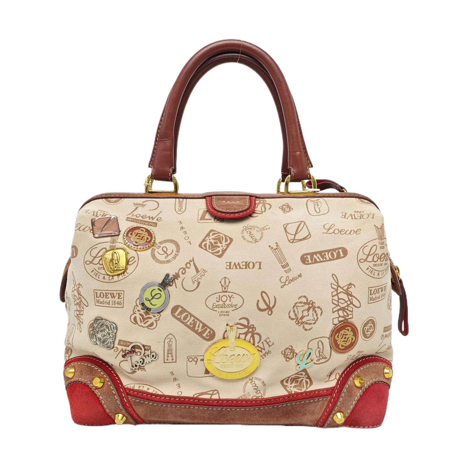 Nylon Top Handle Bag Beige