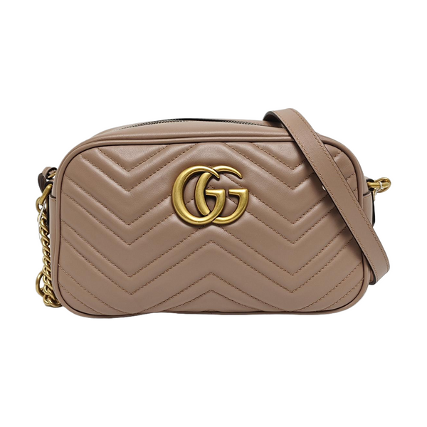 Authenticated pre-owned  GG Marmont Small Quilted Calfskin Beige - Shoulder Bag at Looply