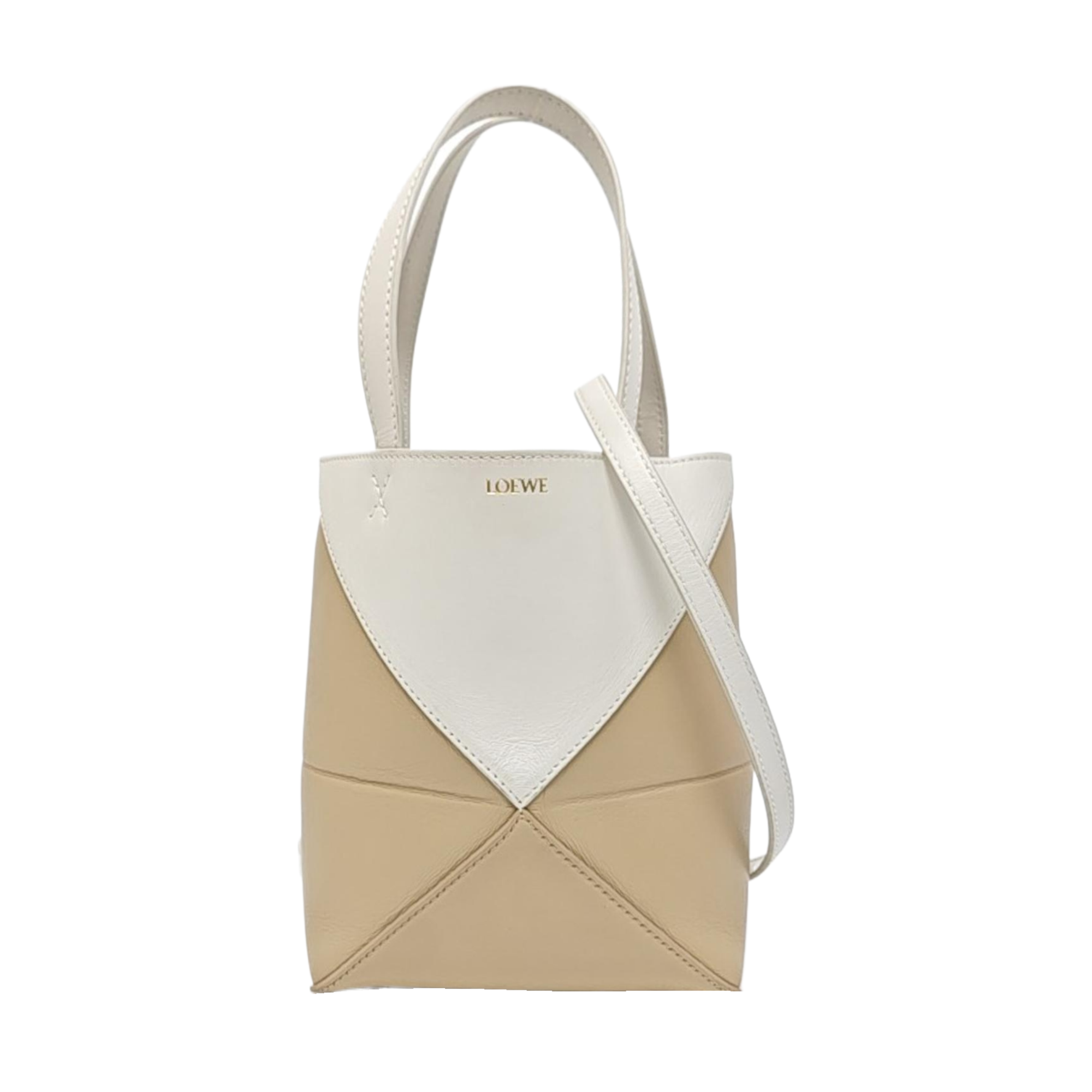 Puzzle Fold Mini Quilted Calfskin Beige