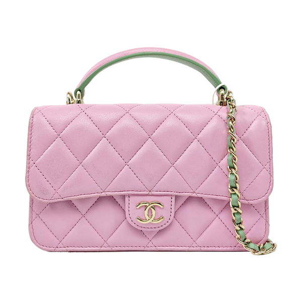 Quilted Lambskin Shoulder Bag Pink