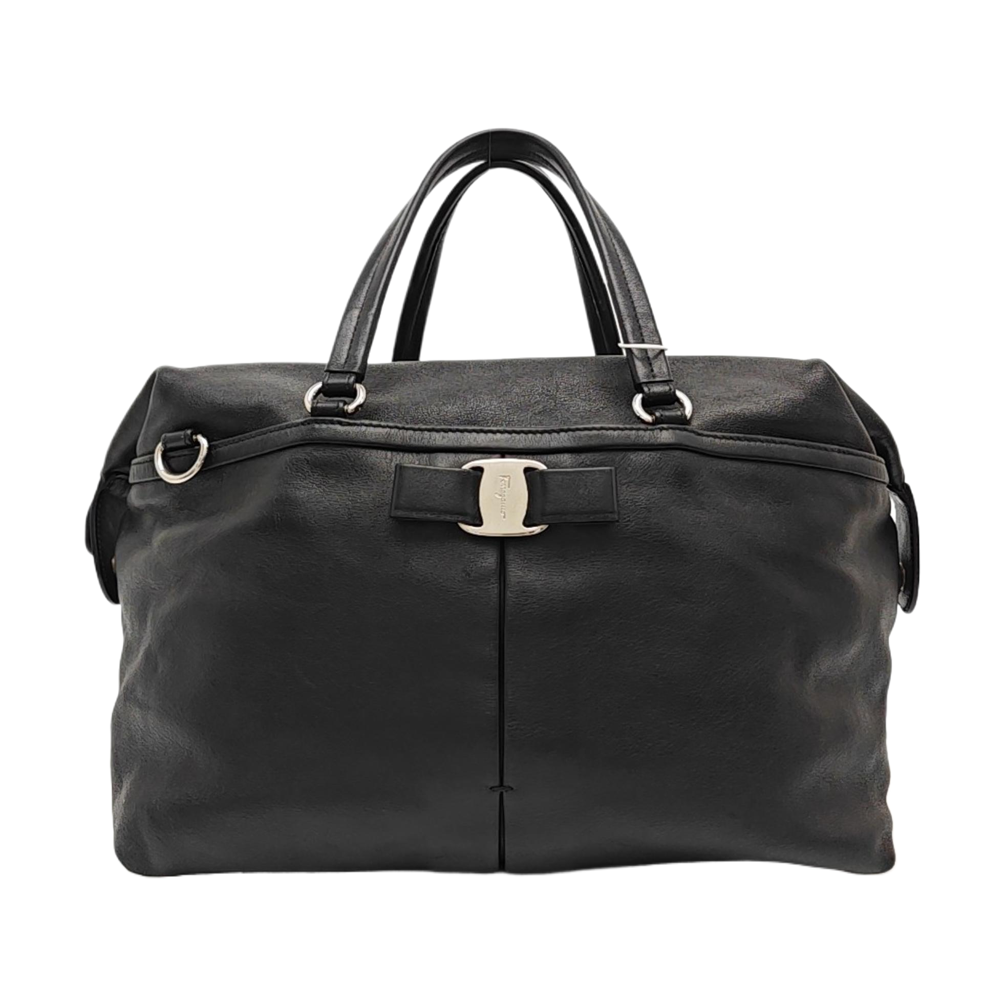Calfskin Top Handle Bag Black