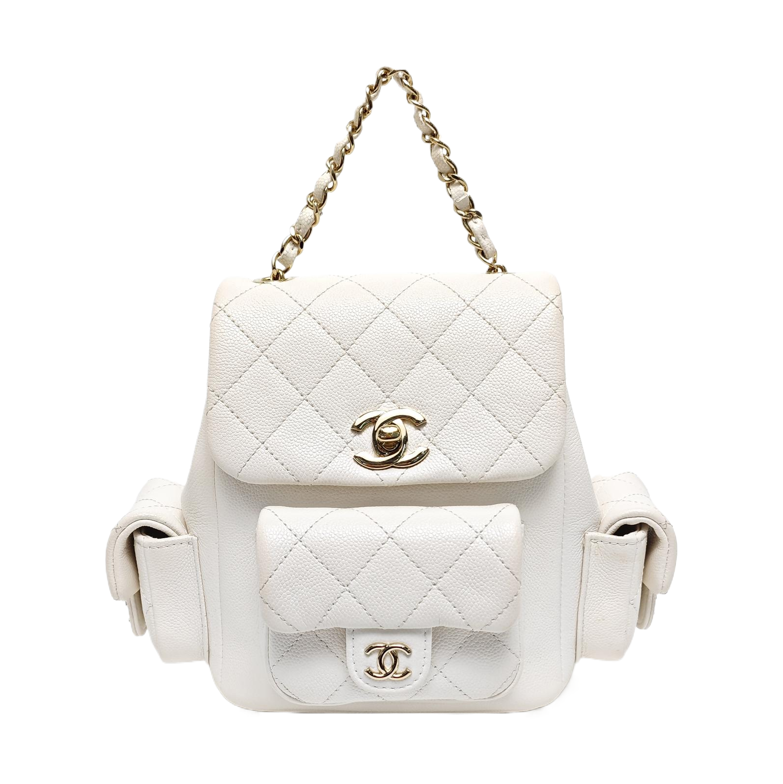 Quilted Grained Calfskin Small White