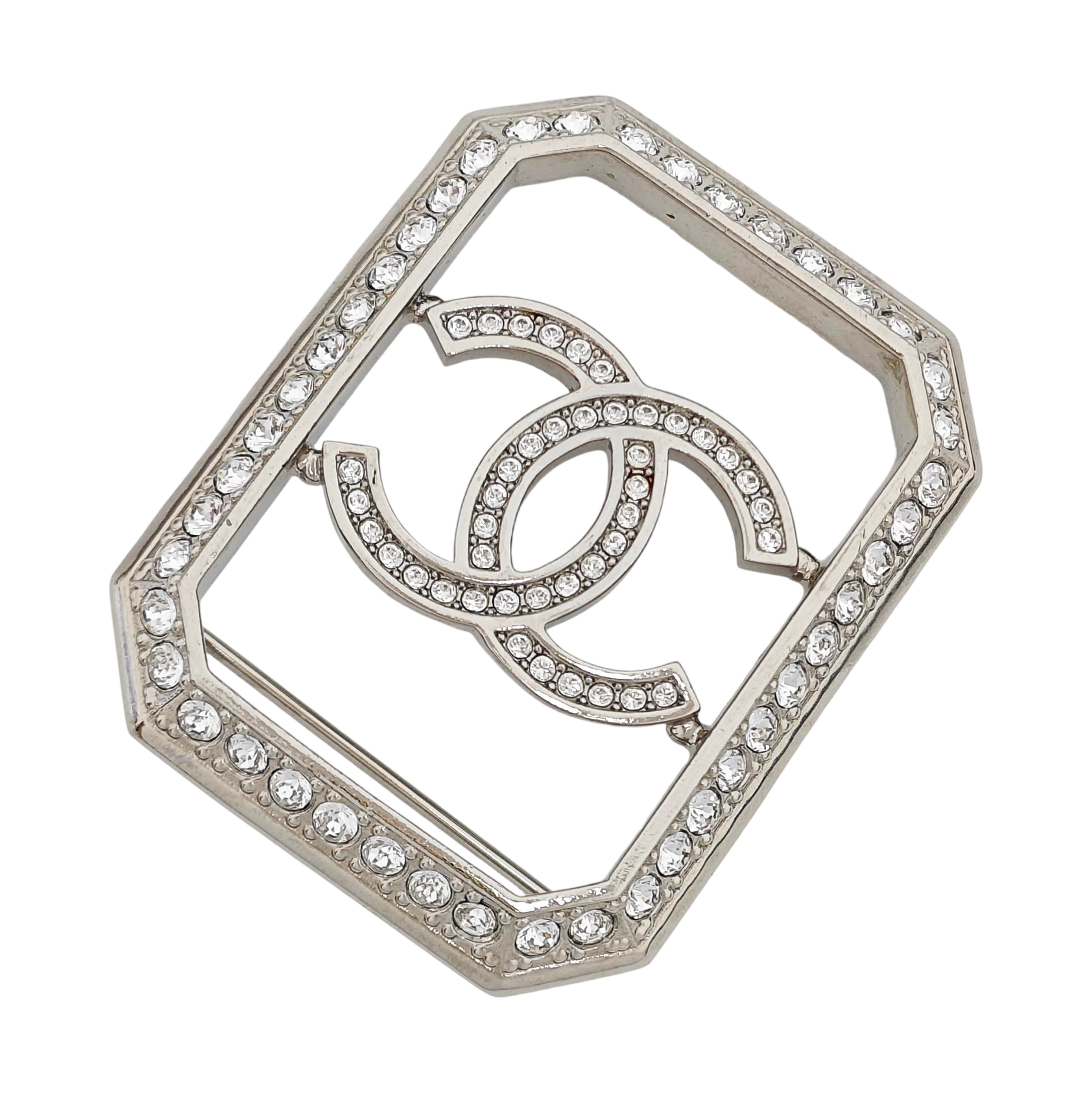 CC Logo Metal Silver Brooch