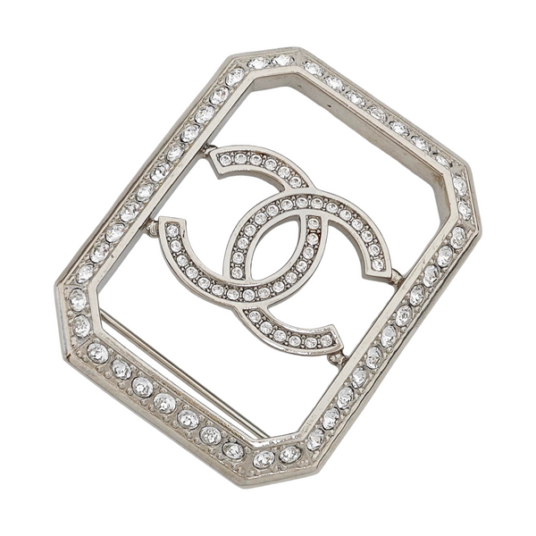 CC Logo Metal Silver Brooch