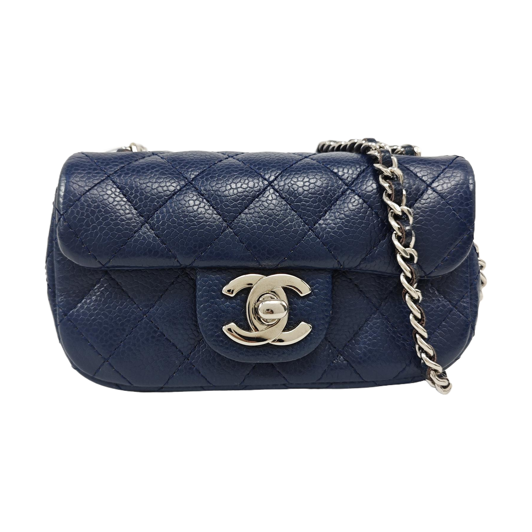 CLASSIC FLAP Quilted Grained Calfskin Blue