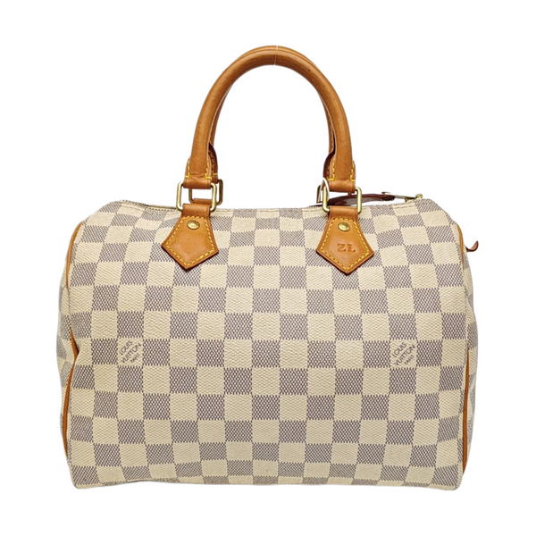 SPEEDY 25 Damier Azur Coated Canvas White
