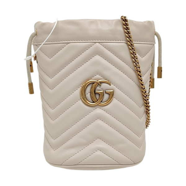GG Marmont Mini Piel de Becerro Acolchada Blanca
