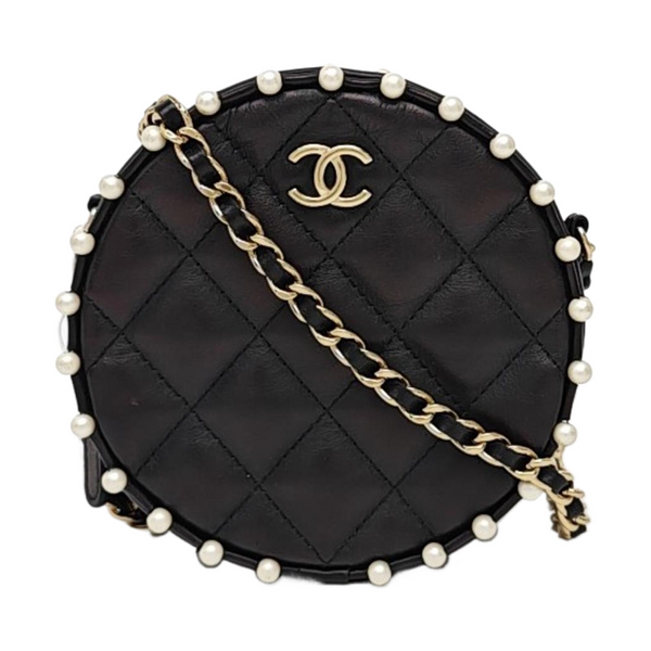 ROUND Quilted Calfskin Black