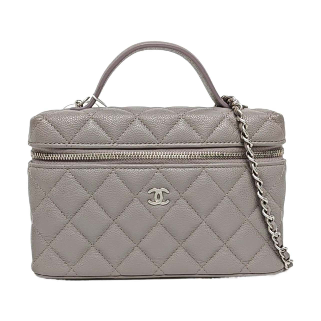 VANITY CASE Quilted Grained Calfskin Gray
