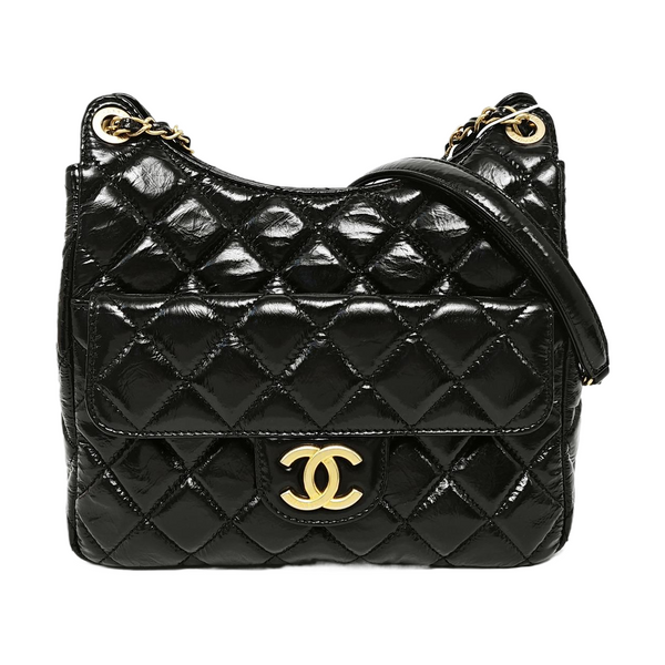23C HOBO Medium Quilted Calfskin Black