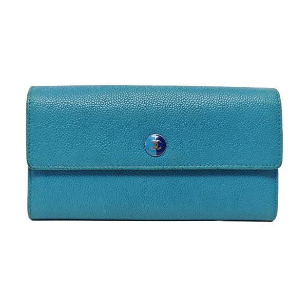 Grained Calfskin Wallet Blue