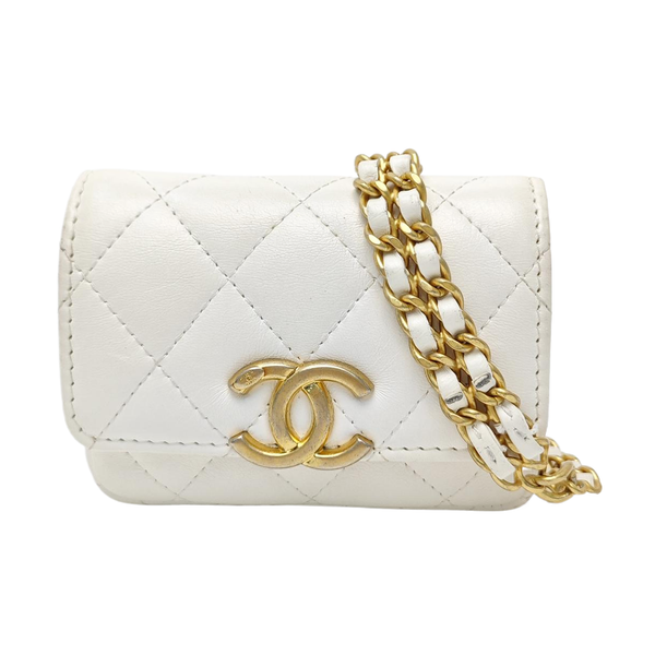 Quilted Calfskin Belt Bag White