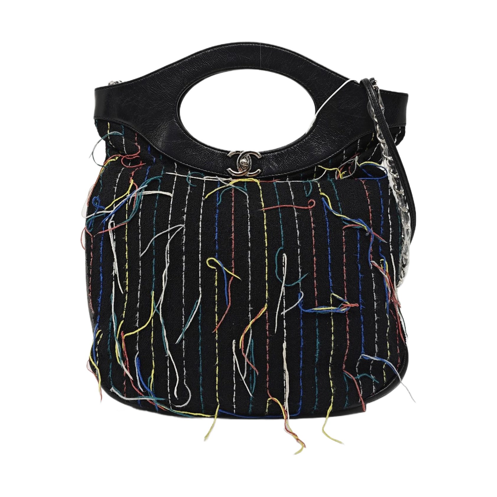 Quilted Fabric Shoulder Bag Black