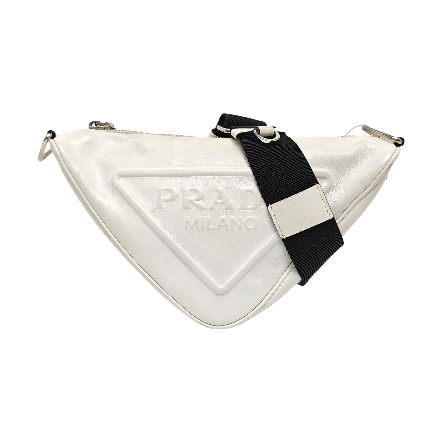 Authenticated pre-owned  Triangle Calfskin White - Crossbody Bag at Looply