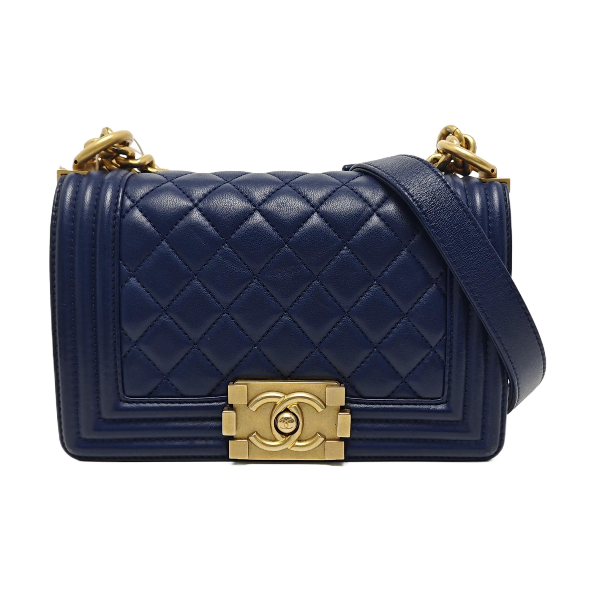 BOY CHANEL Small Quilted Lambskin Blue