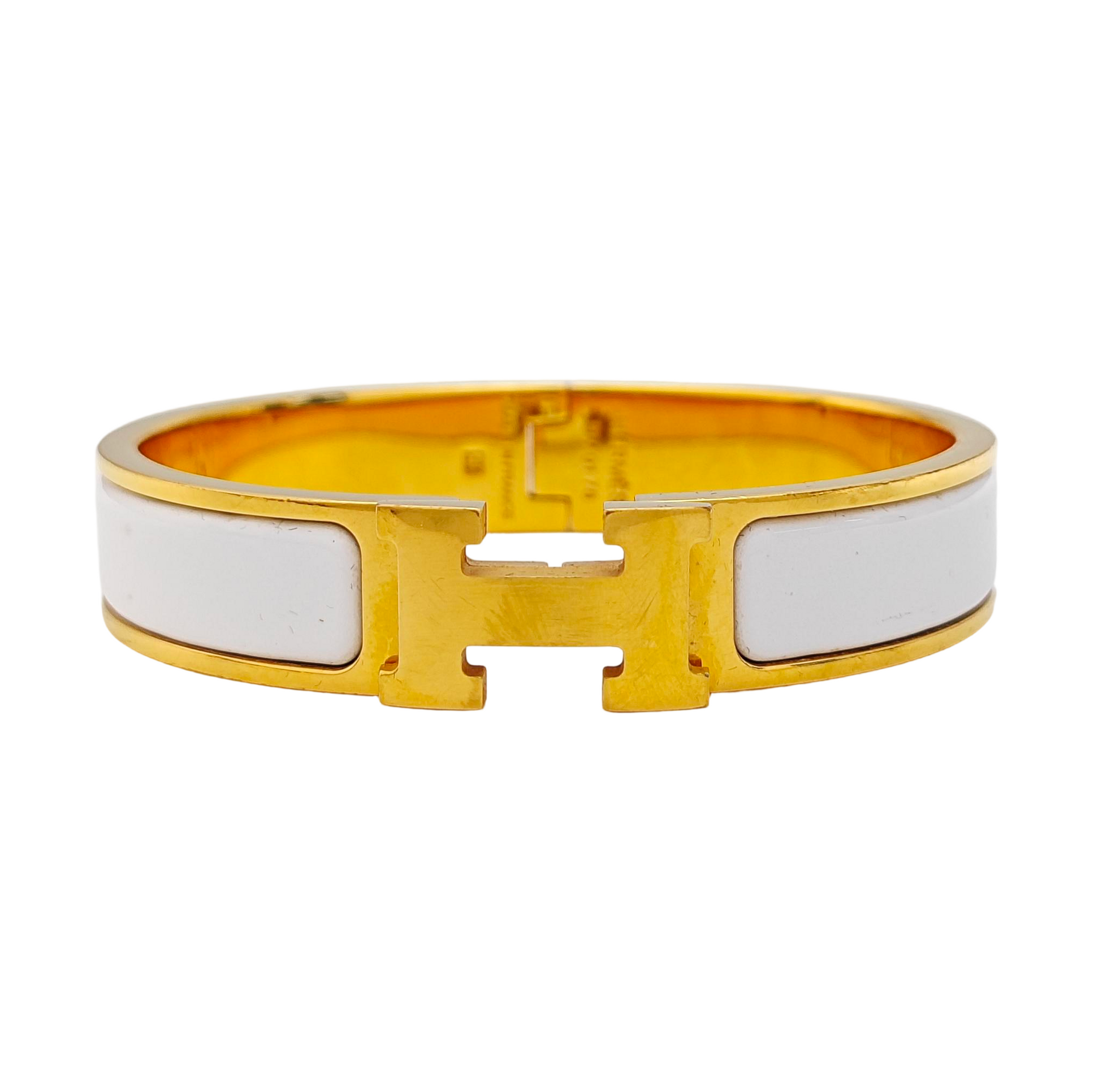 Clic H Metal White Bangle