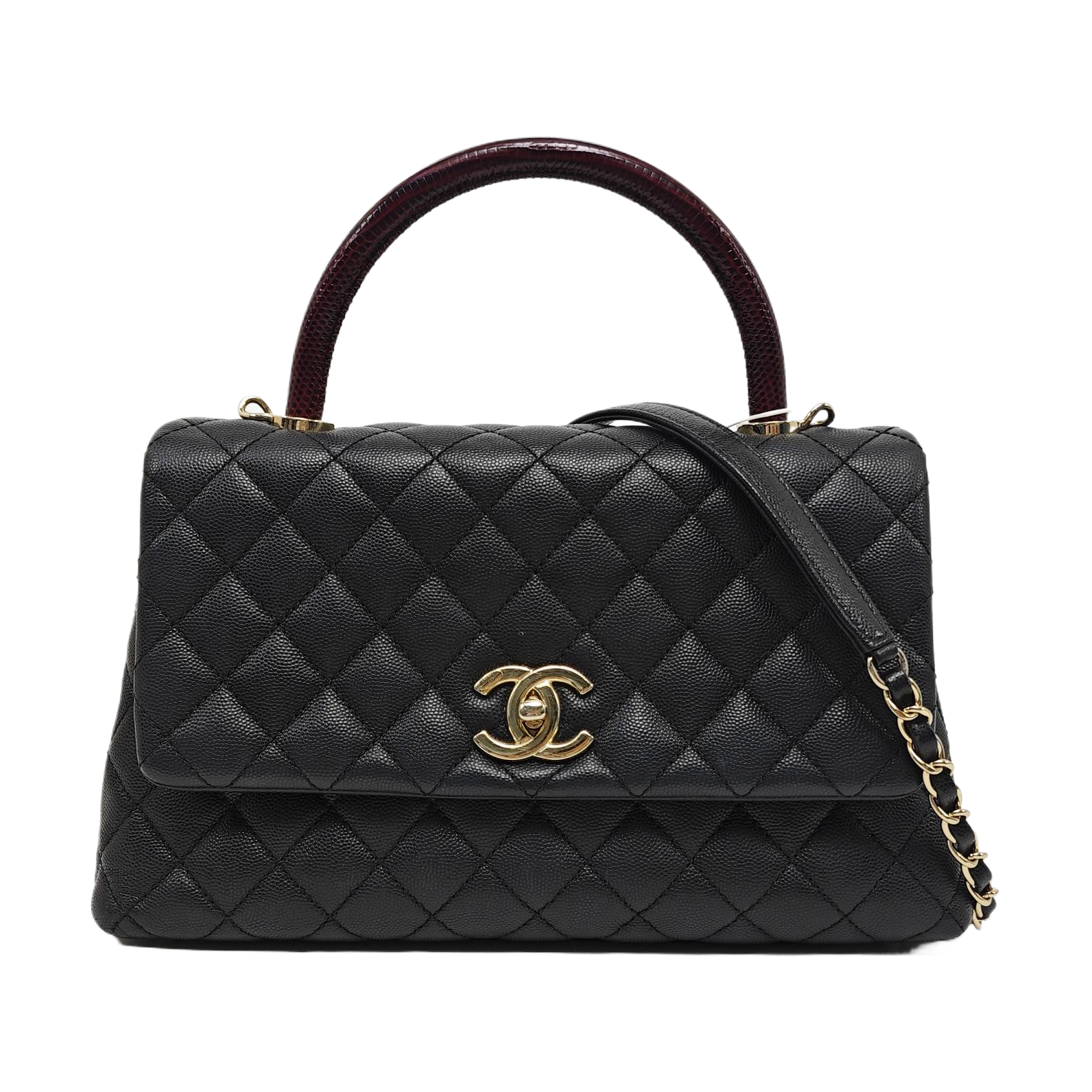 COCO HANDLE Medium Quilted Grained Calfskin Black