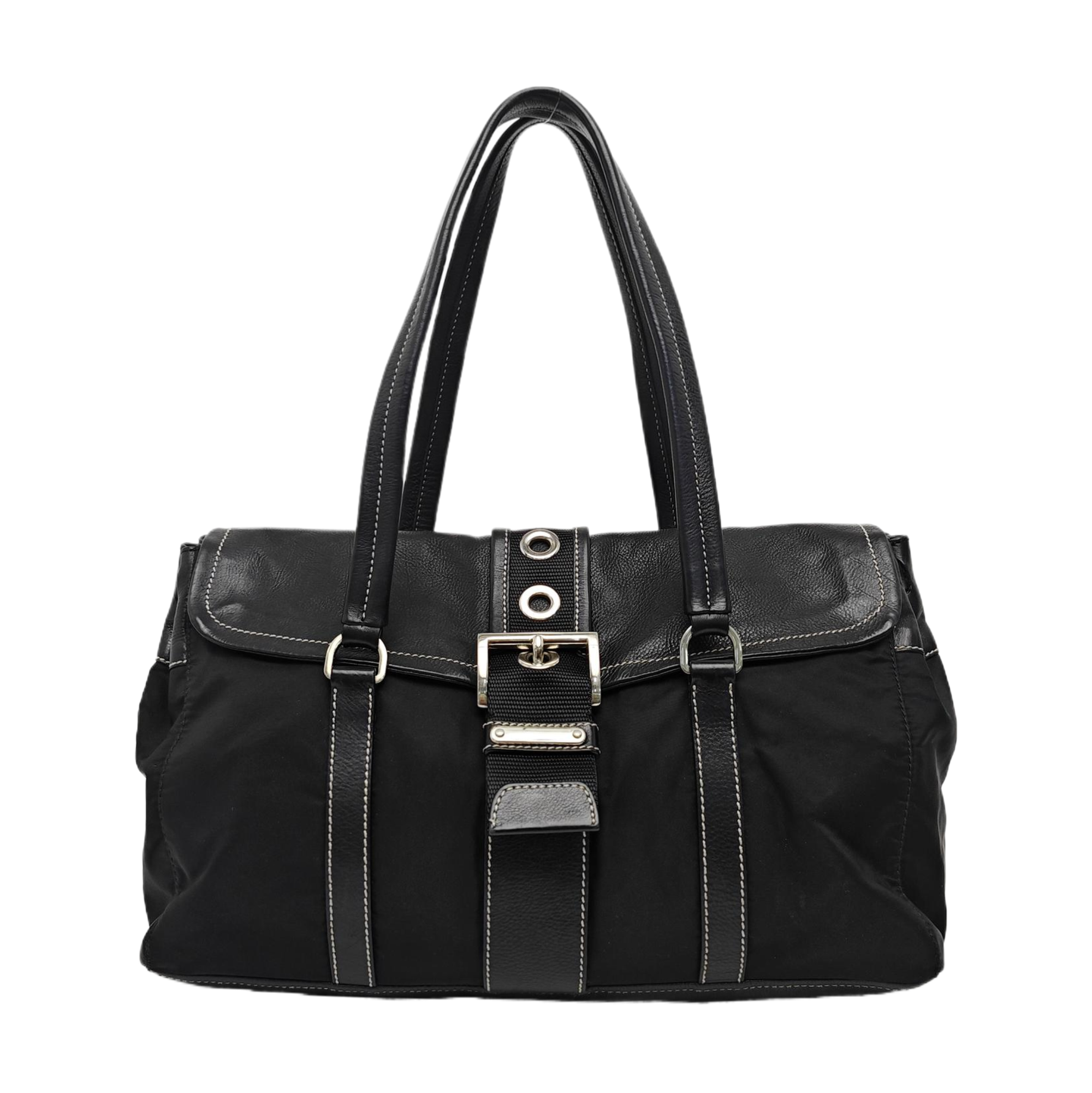 Nylon Top Handle Bag Black