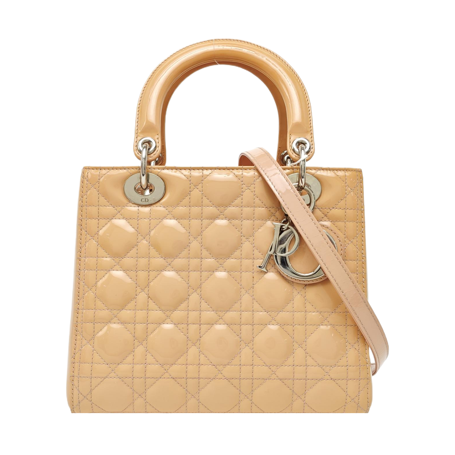 Lady Dior Medium Cannage Patent Leather Beige