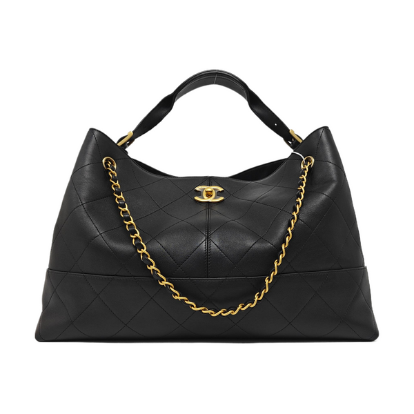 Quilted Calfskin Tote Bag Black