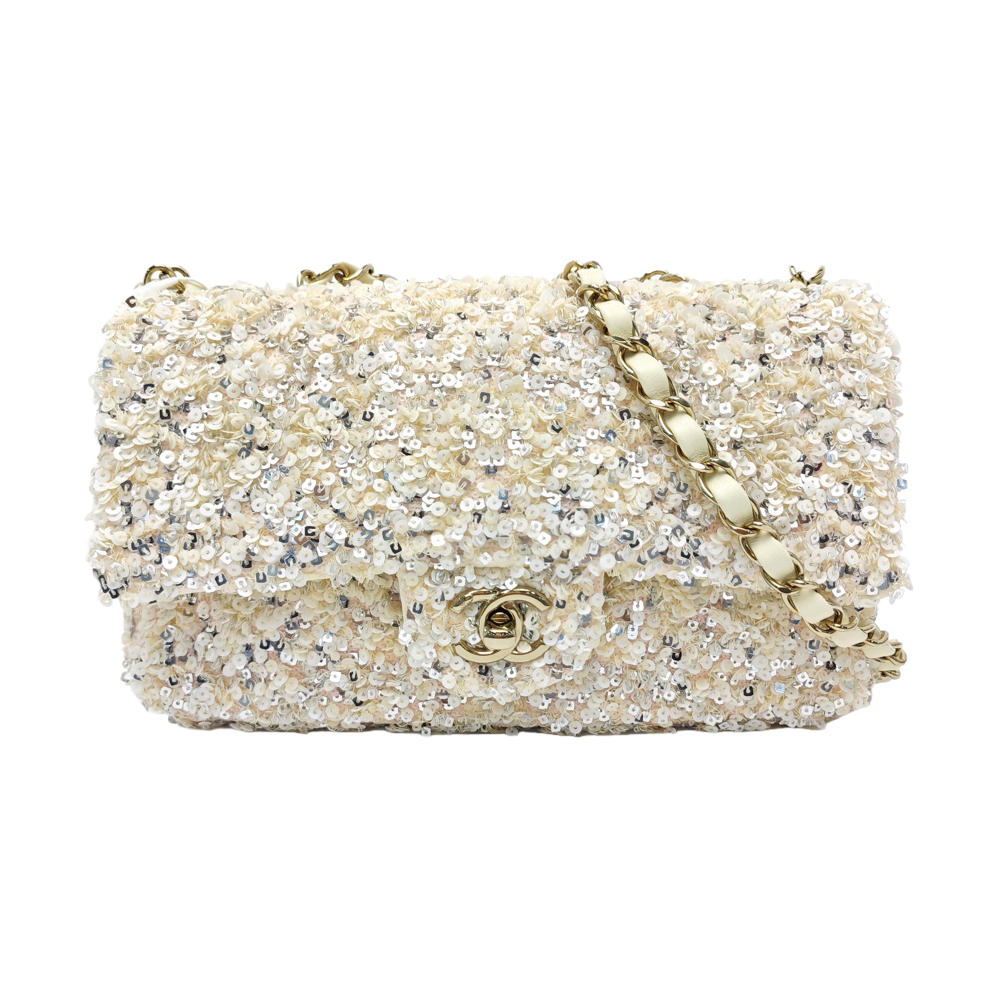 Sequins Shoulder Bag Beige