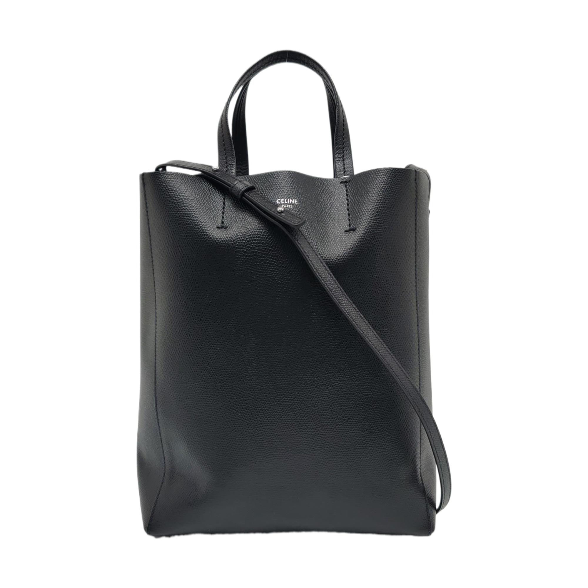 Authenticated pre-owned  VERTICAL CABAS Small Calfskin Black - Tote Bag at Looply