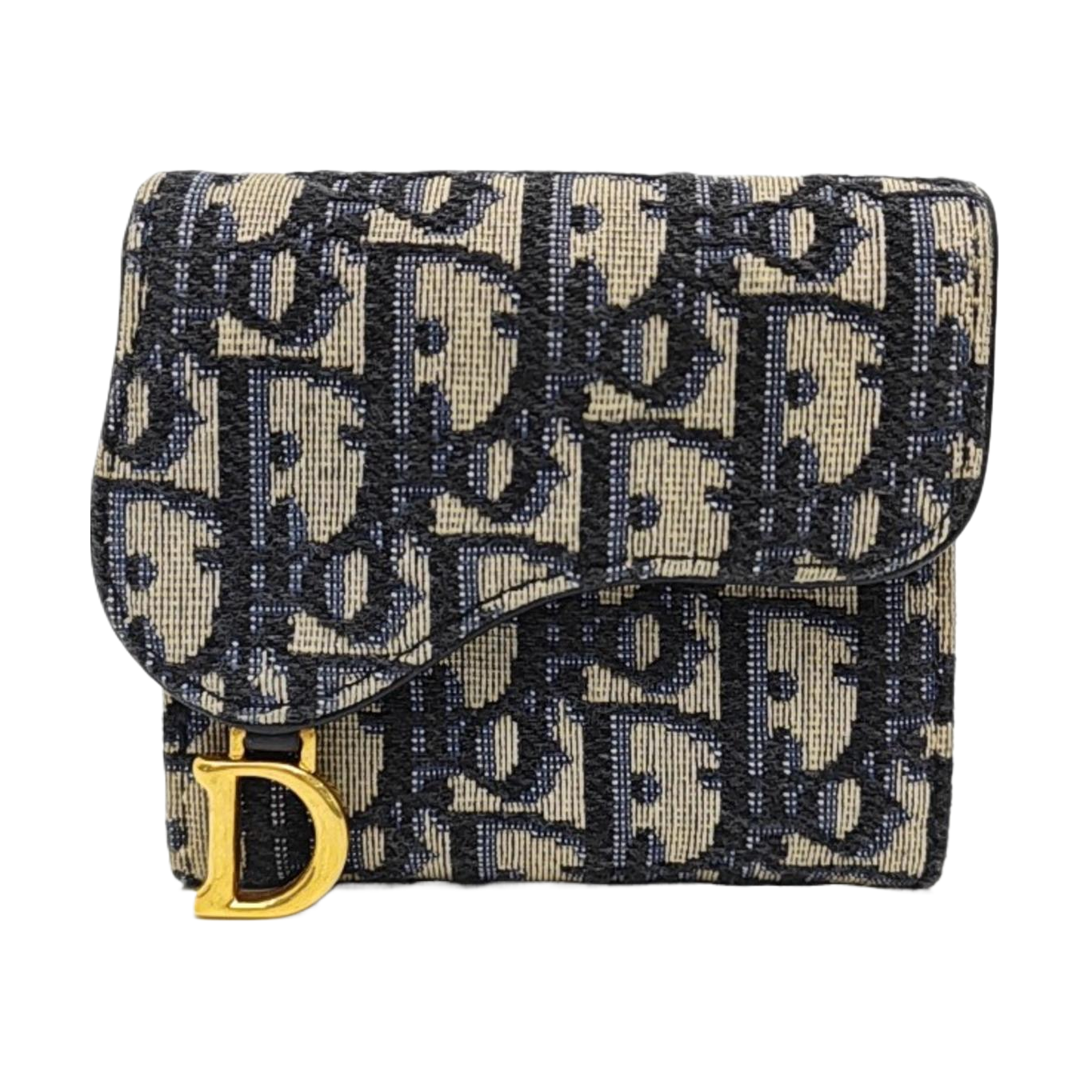 Saddle Mini Oblique Canvas Blue Wallet