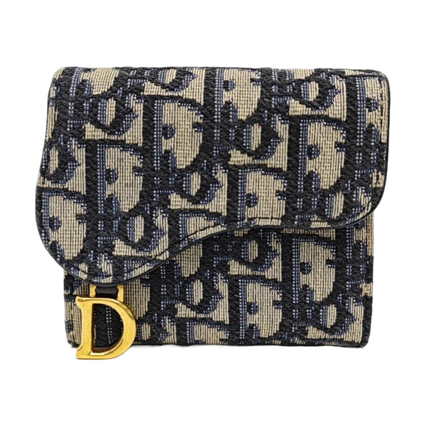 Saddle Mini Oblique Canvas Blue Wallet
