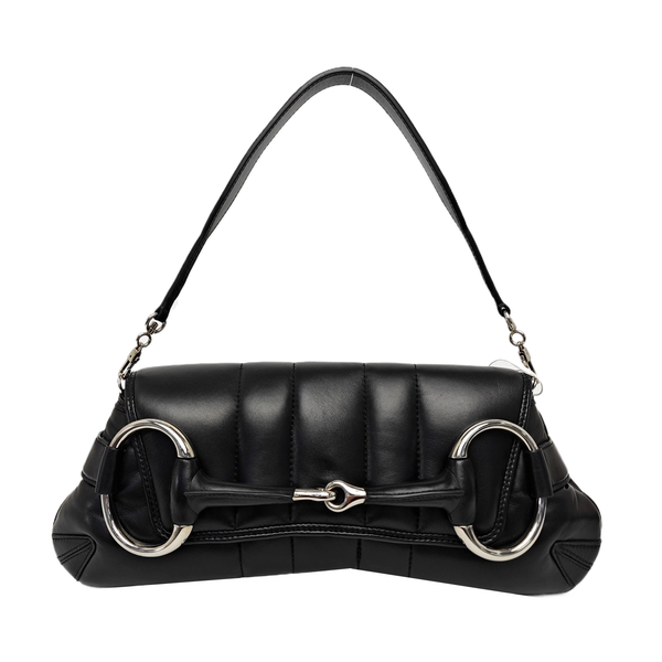 Horsebit Chain Medium Quilted Lambskin Black