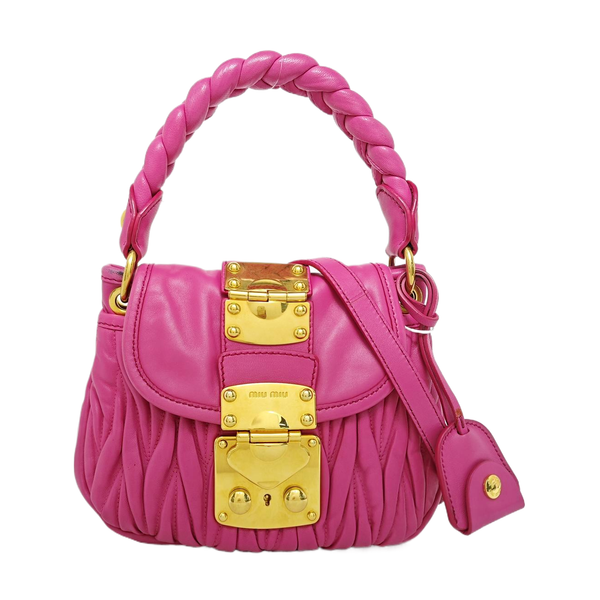 Miu Coffer Quilted Lambskin Pink