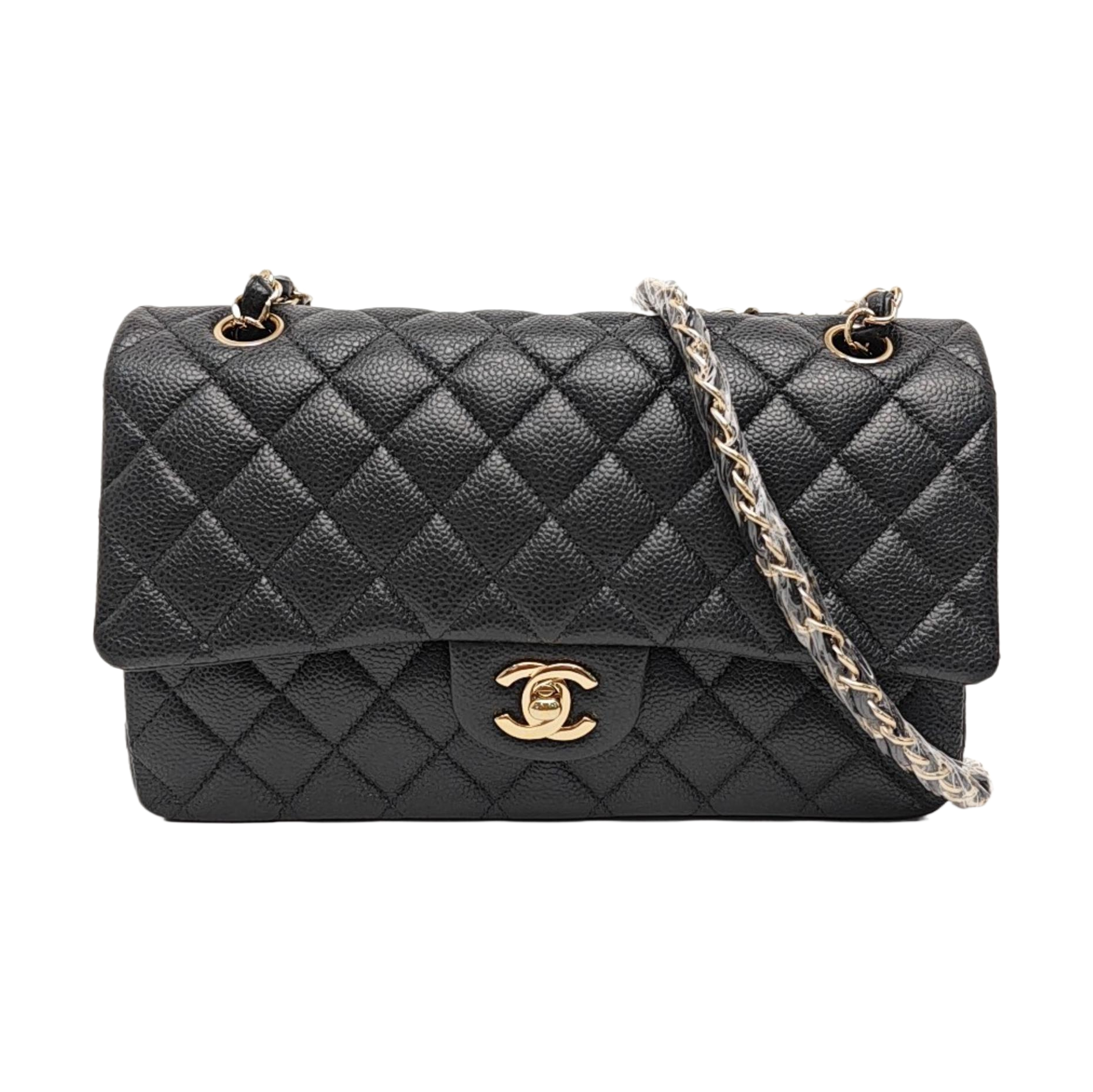 CLASSIC FLAP Medium Quilted Grained Calfskin Gray