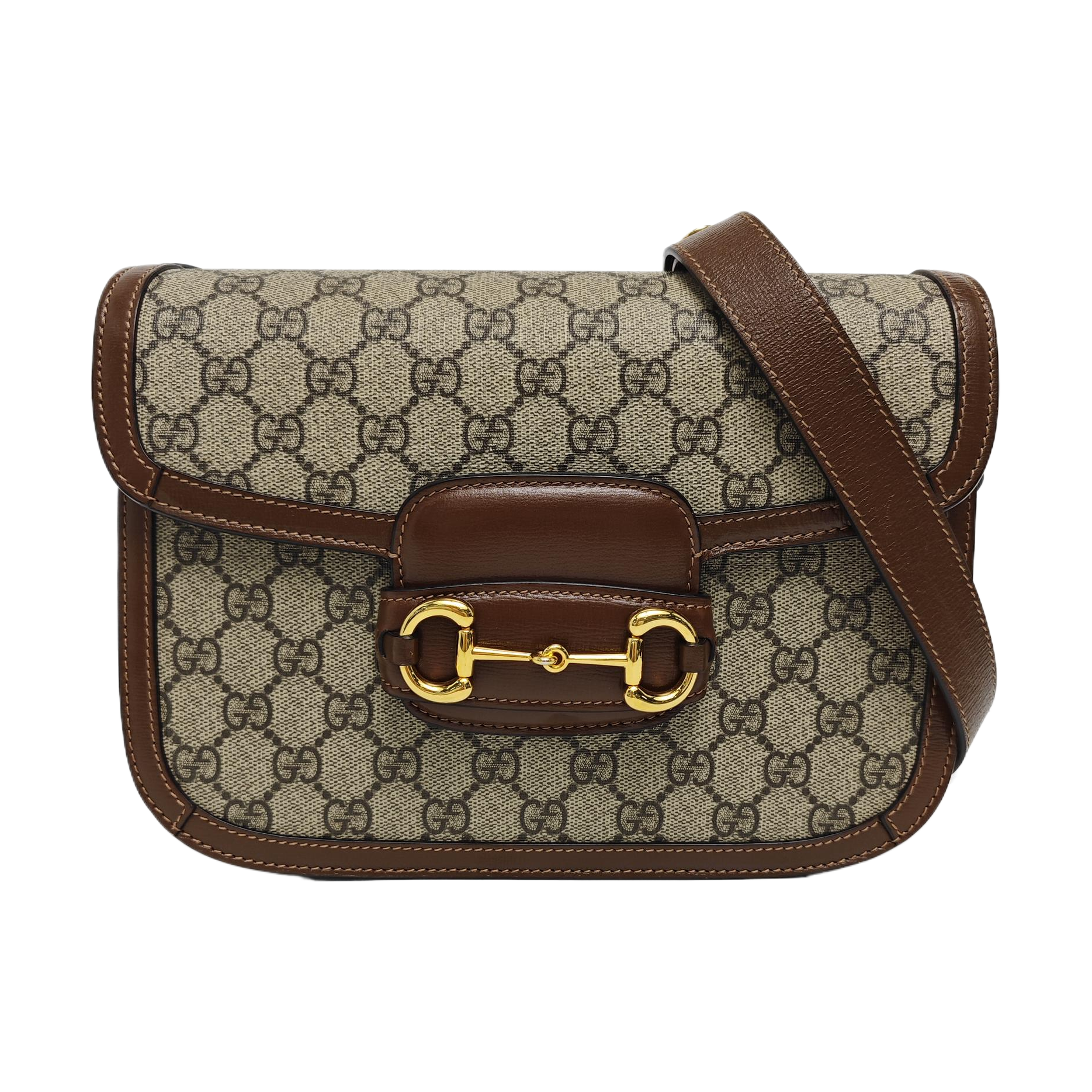 Horsebit 1955 Medium Monogram Coated Canvas Beige