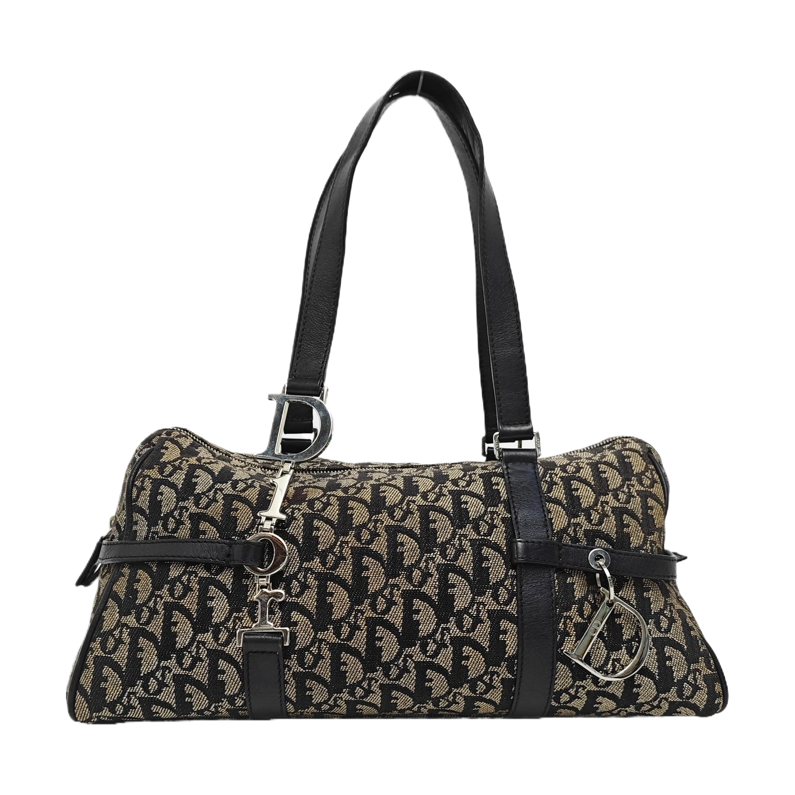 Oblique Canvas Top Handle Bag Gray