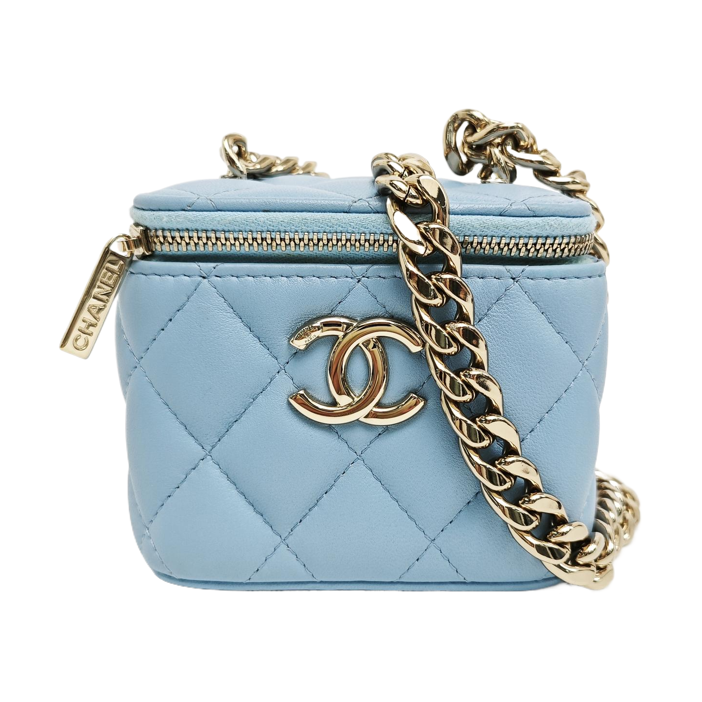 VANITY CASE Small Quilted Lambskin Blue