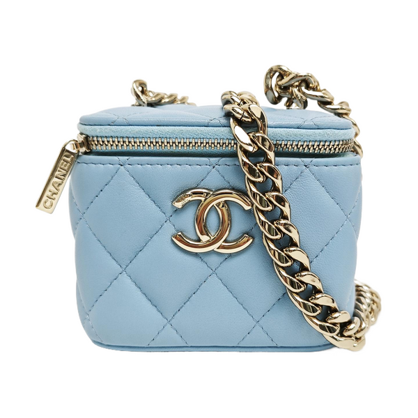 VANITY CASE Small Quilted Lambskin Blue