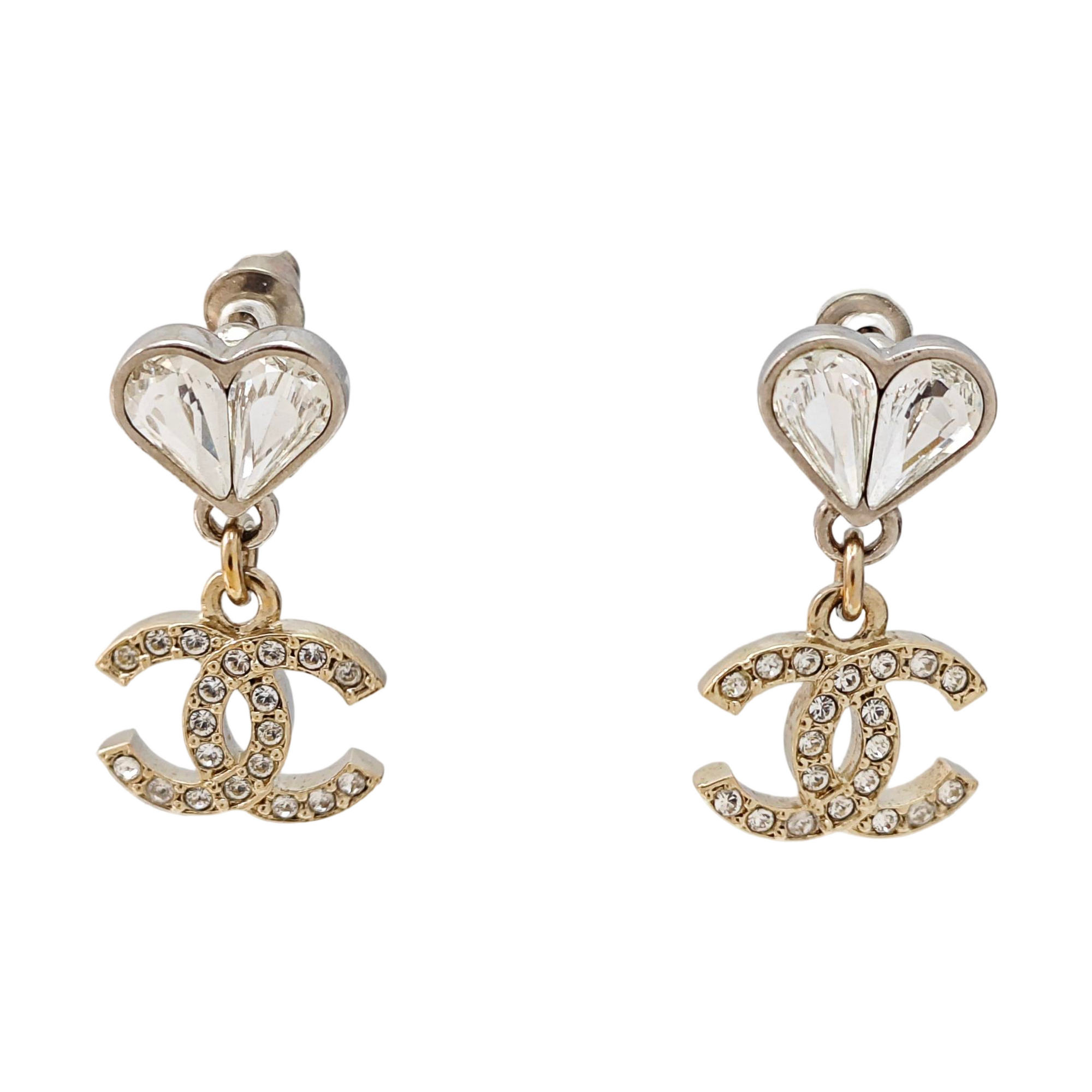 CC Logo Metal Gold Stud Earrings