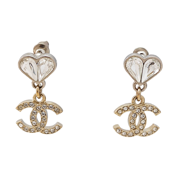 CC Logo Metal Gold Stud Earrings