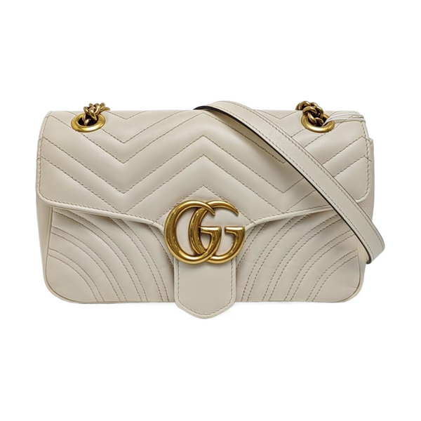 GG Marmont Medium Quilted Calfskin White