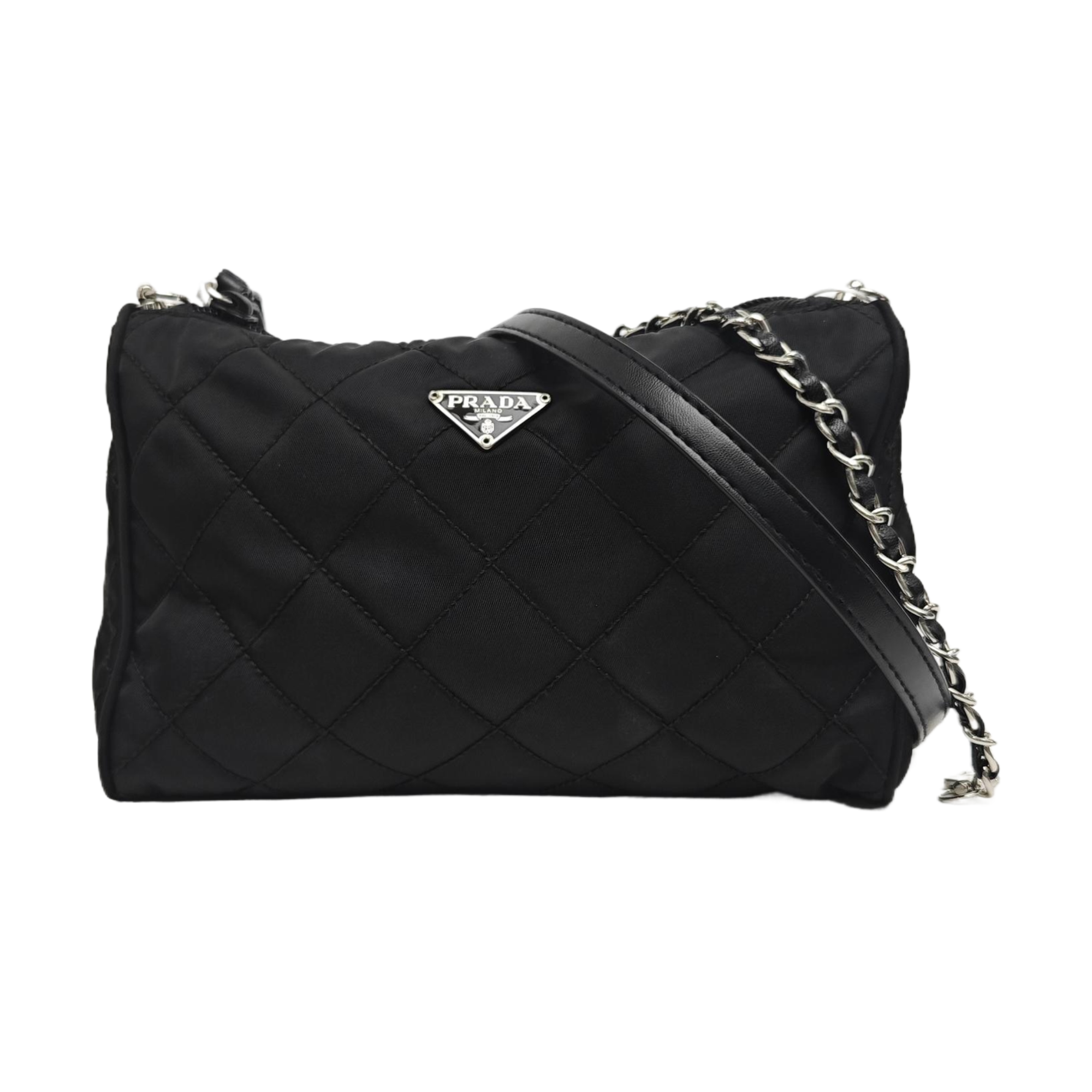 Quilted Nylon Clutch Black