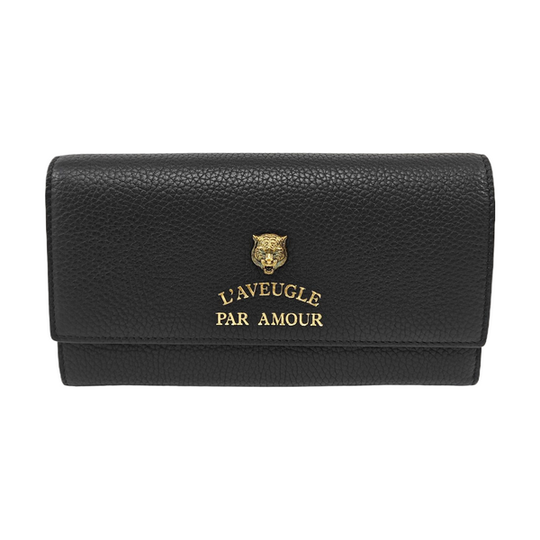 Animalier Calfskin Black Wallet